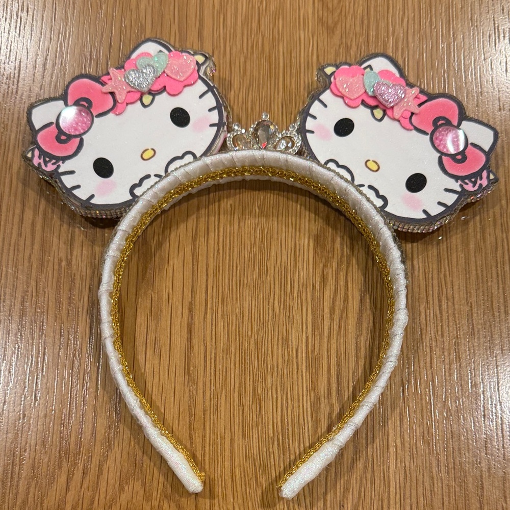 Hand Crafted Pink and Gold Hello Kitty Headband